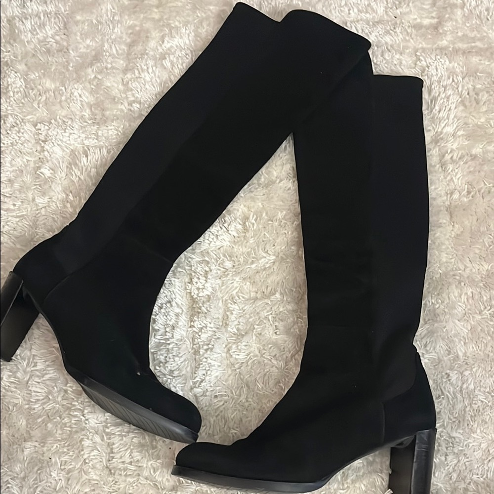 Stuart Weitzman Black Lift Leather and stretch over the knee High Women's Boots